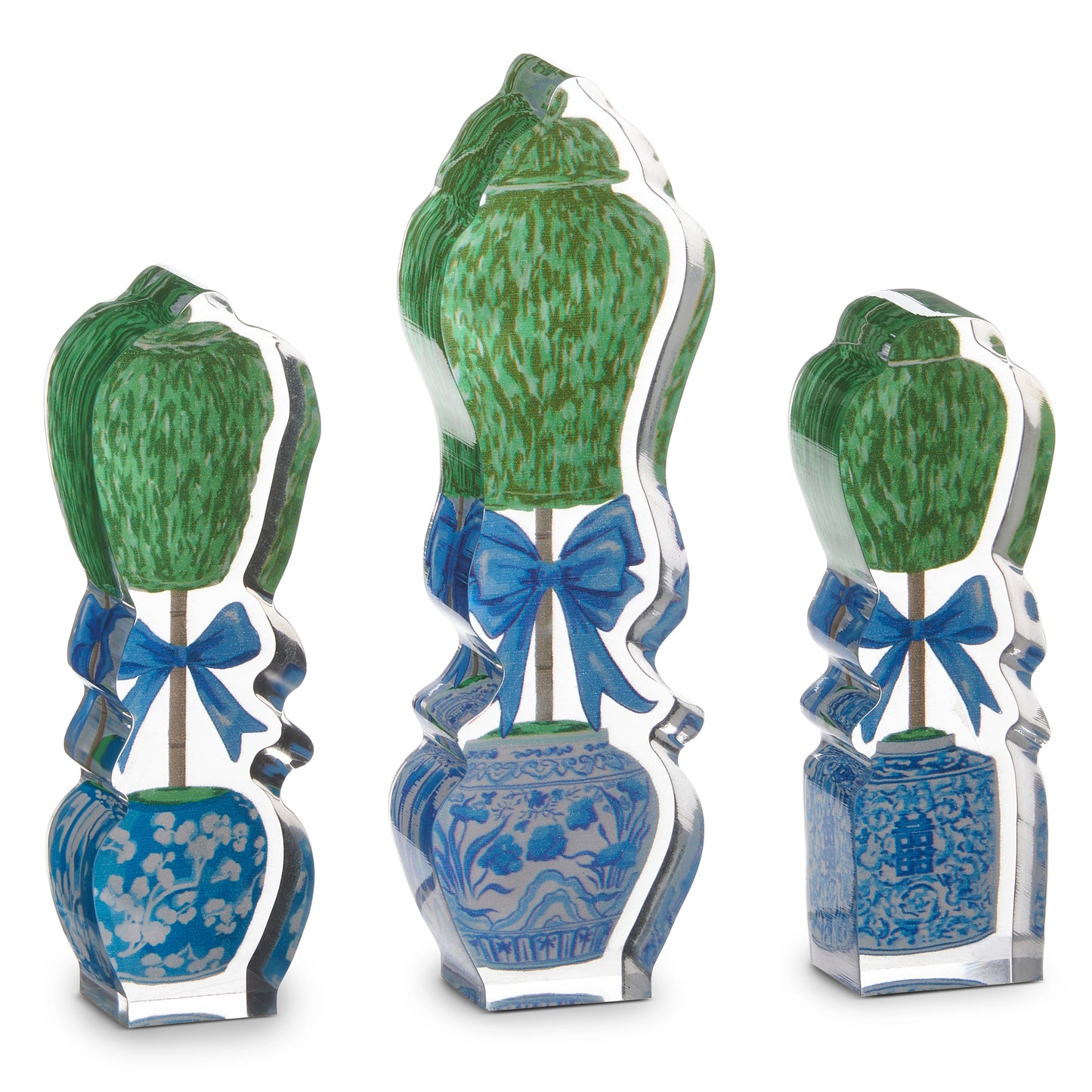 Boxwood Ginger Jar Topiary Acrylic Paperweights