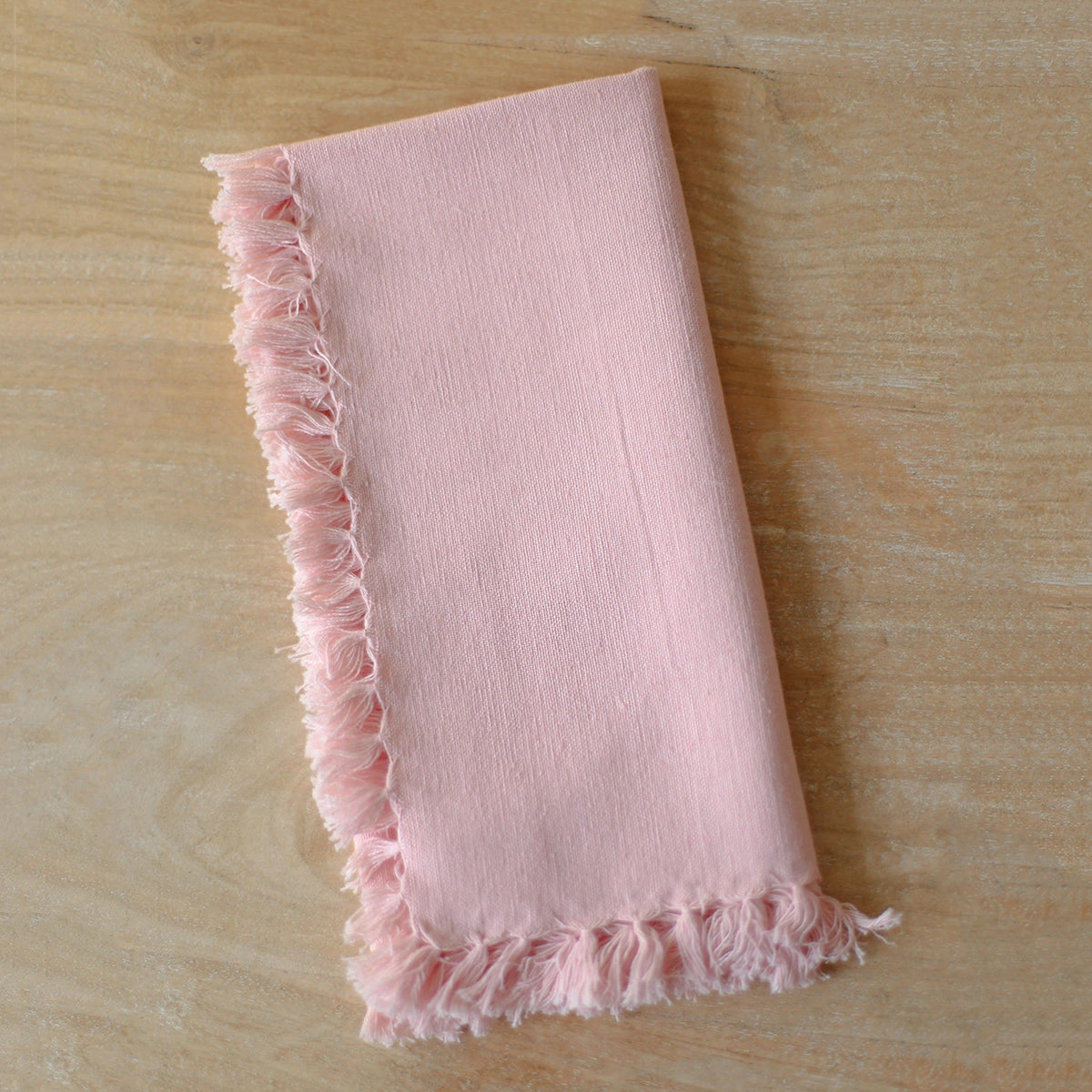 Pink Cloth Dinner Napkin with Fringe - Set of 6