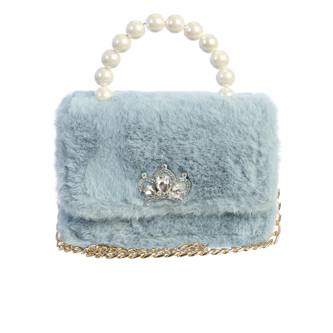 Fur Purse with Pearl Handle - 3 Colors