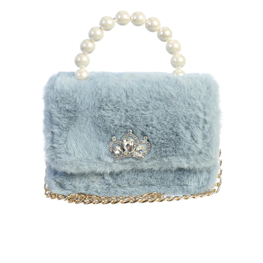 Fur Purse with Pearl Handle - 3 Colors