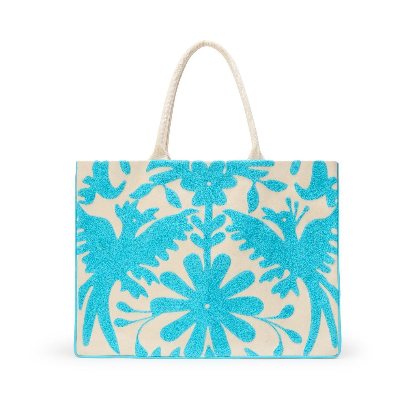 Embroidered Bird Tote Bag - Pink or Blue