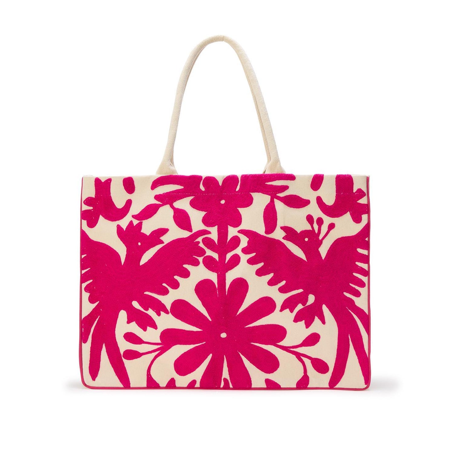 Embroidered Bird Tote Bag - Pink or Blue