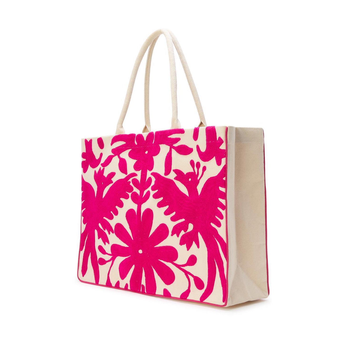 Embroidered Bird Tote Bag - Pink or Blue