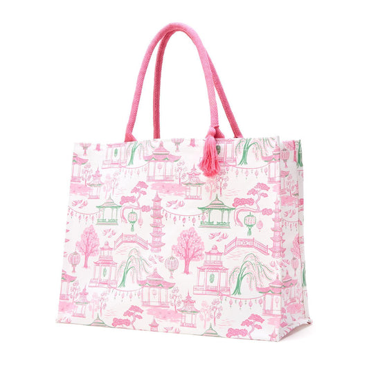 Mahjong Block Print Pattern Tote Bag