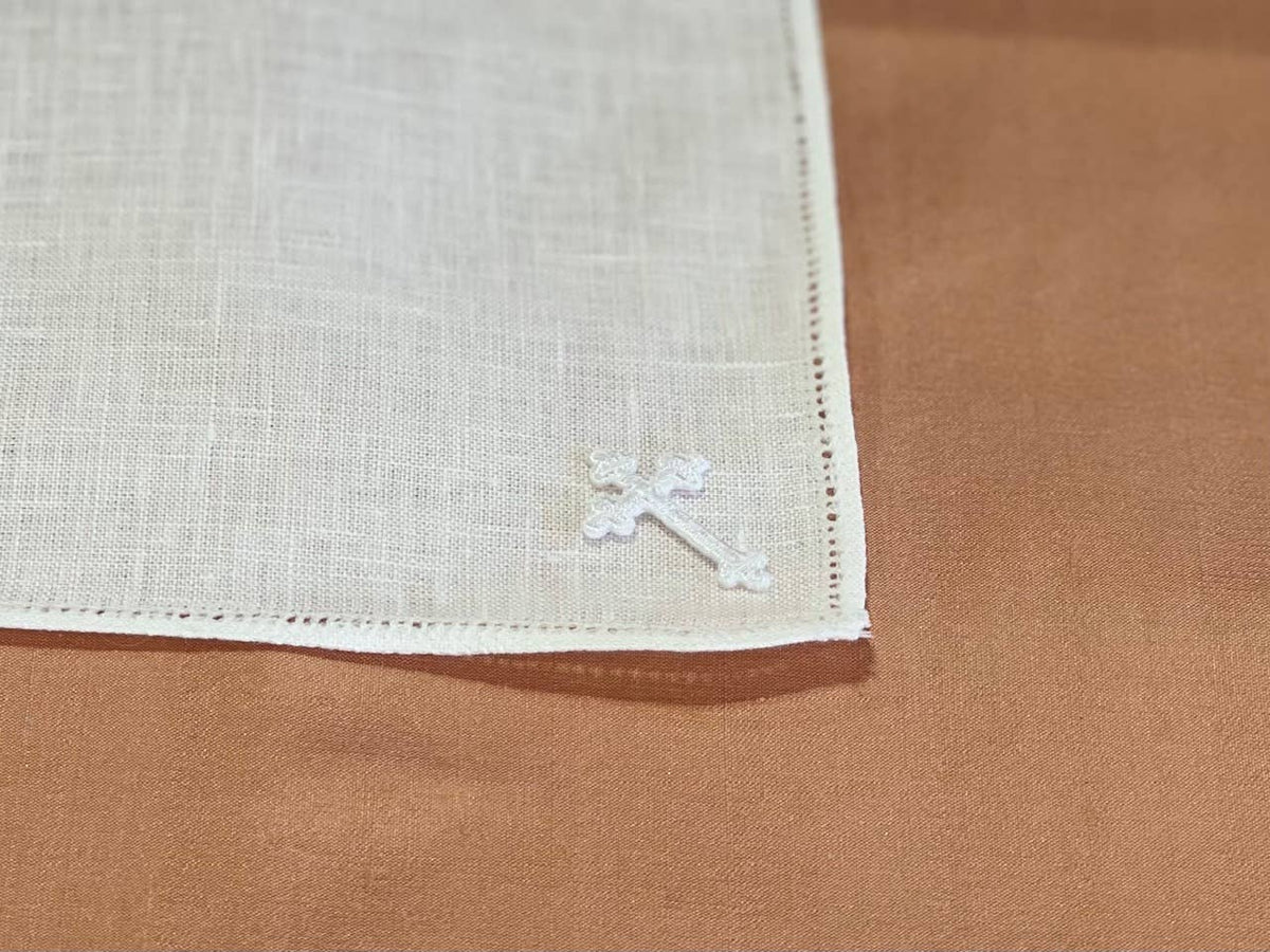 Irish Linen Hanky with Embroidered Cross