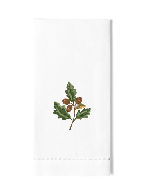 Henry Handwork - Hand-Embroidered Hand Towel - Acorn