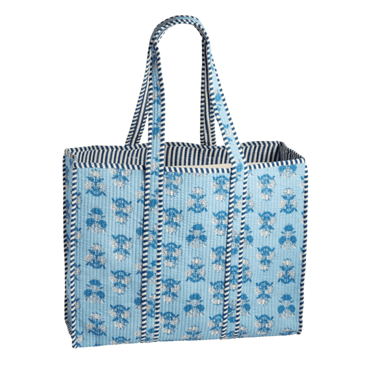Blue Block Print Tote