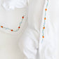 White Footie with Embroidered Pumpkins and Pink Picot Trim