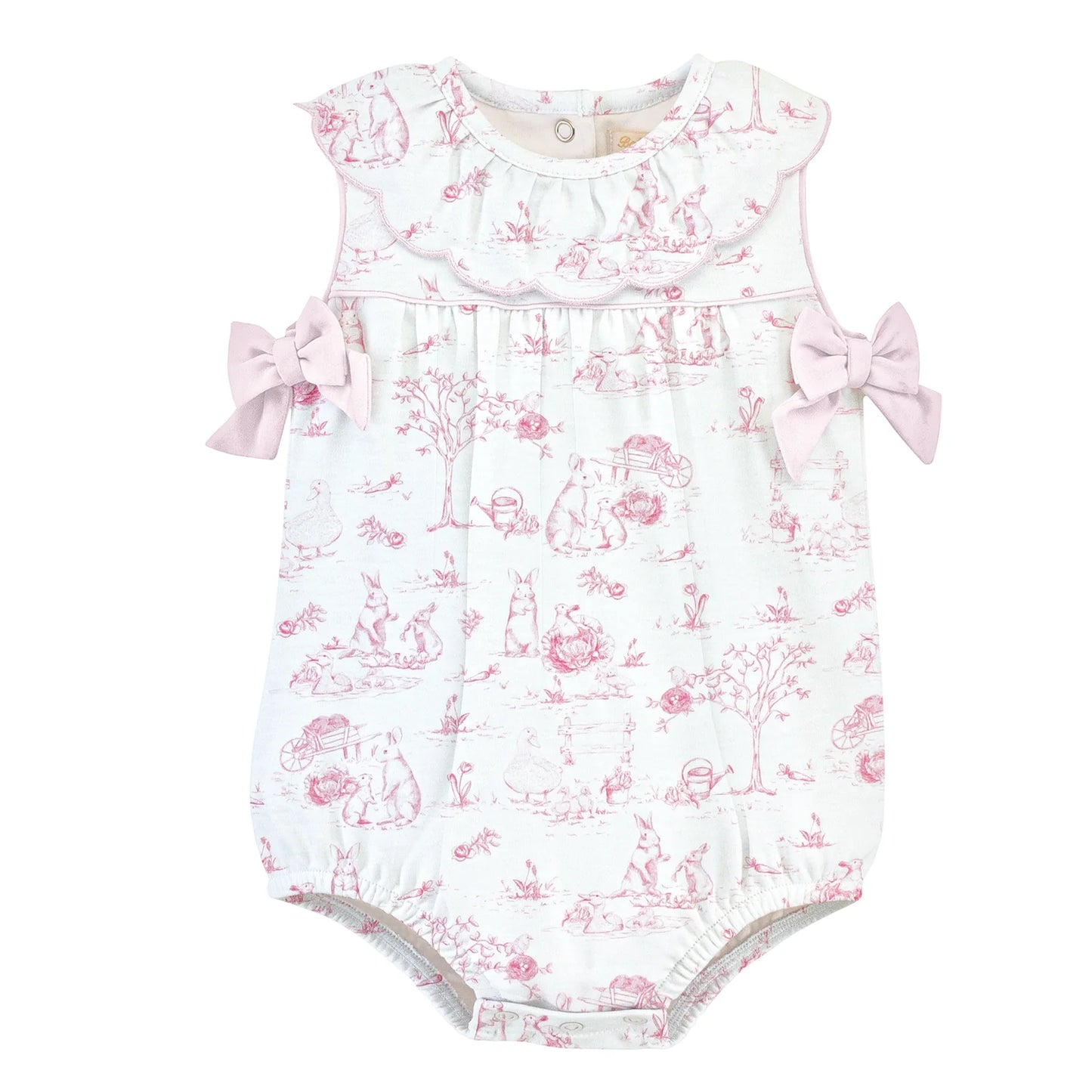 Baby Club Chic - Pink Toile Bunnies - Bubble with Bows