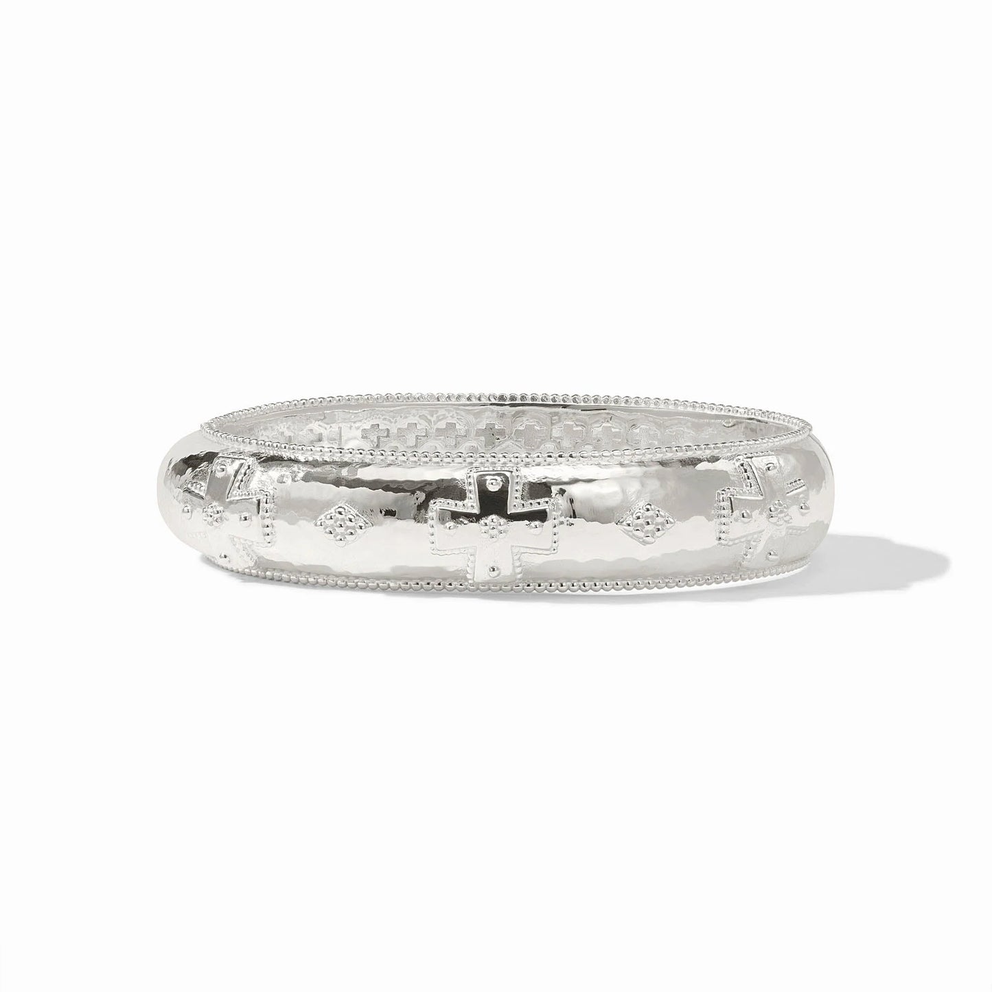 Julie Vos - Silver Hinge Bangle with Cross Detail