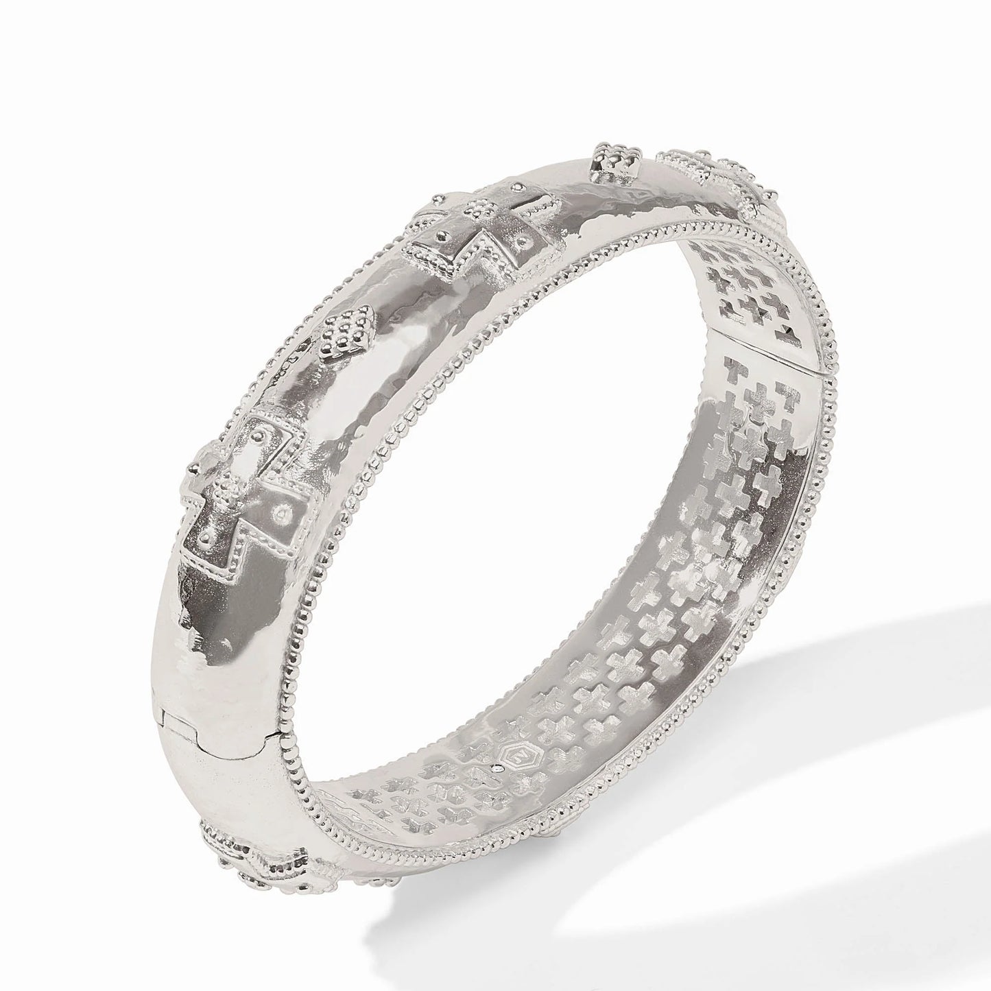 Julie Vos - Silver Hinge Bangle with Cross Detail
