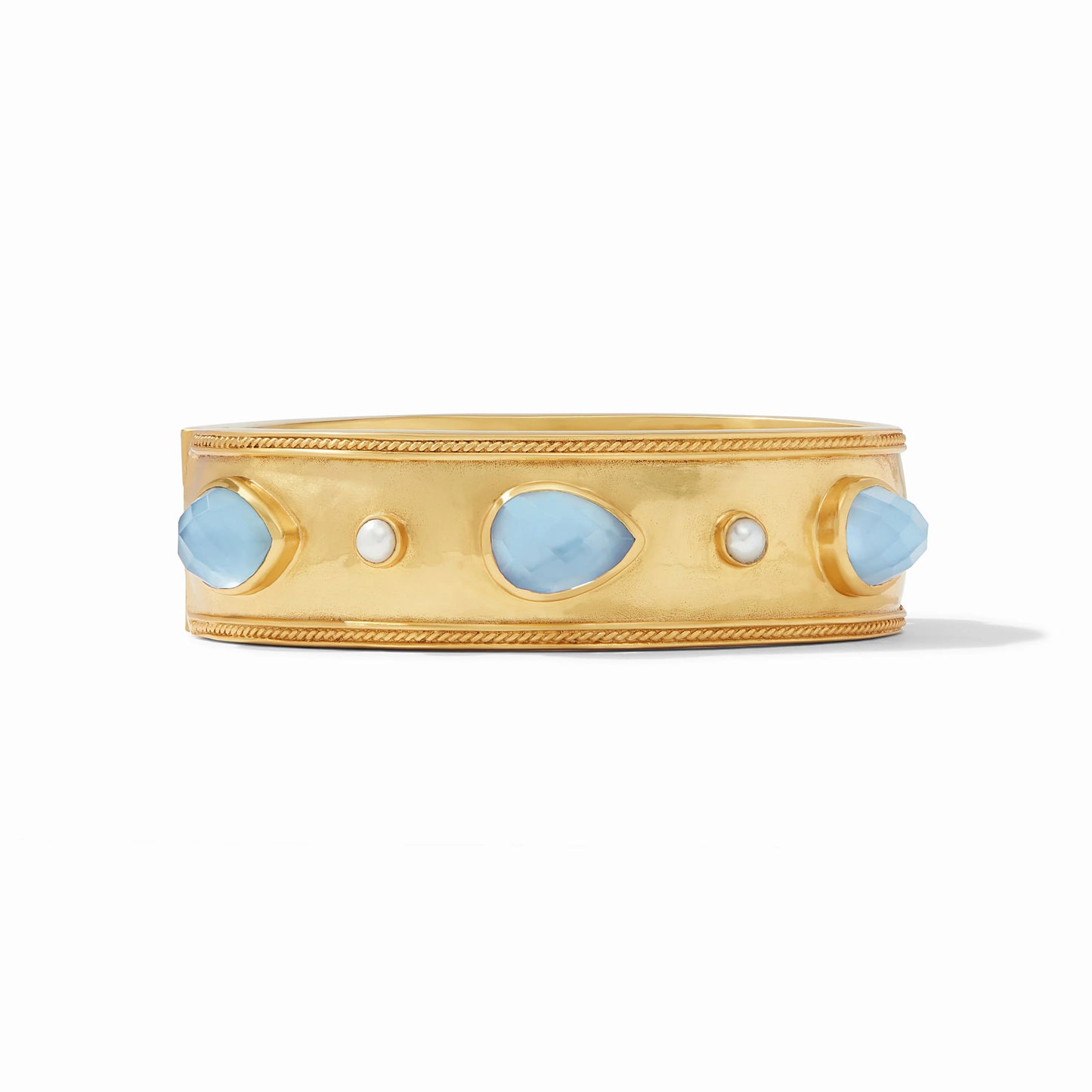Julie Vos - Thick Gold Bangle with Blue and Pearl Gemstones