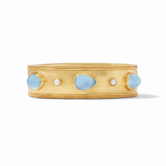 Julie Vos - Thick Gold Bangle with Blue and Pearl Gemstones