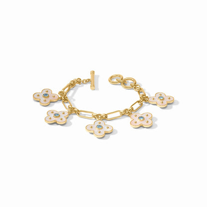 Julie Vos - Mother of Pearl Charm Bracelet - Gold with Blue Gemstones