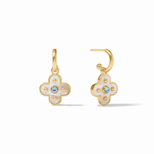 Julie Vos - Mother of Pearl Charm Earring - Gold with Blue Gemstones