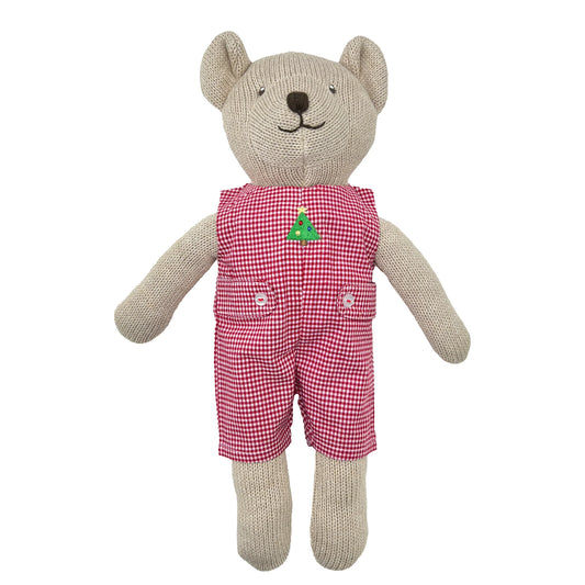 Knit Bear Doll with Christmas Tree Outfit
