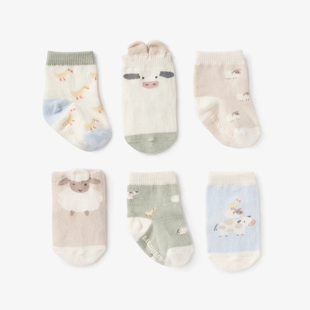 Elegant Baby - On the Farm - Baby Socks - 6 pack