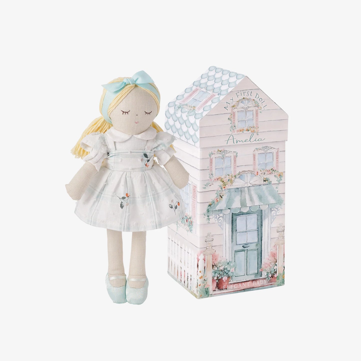 Elegant Baby - Doll in Cherry Dress and Dollhouse Box