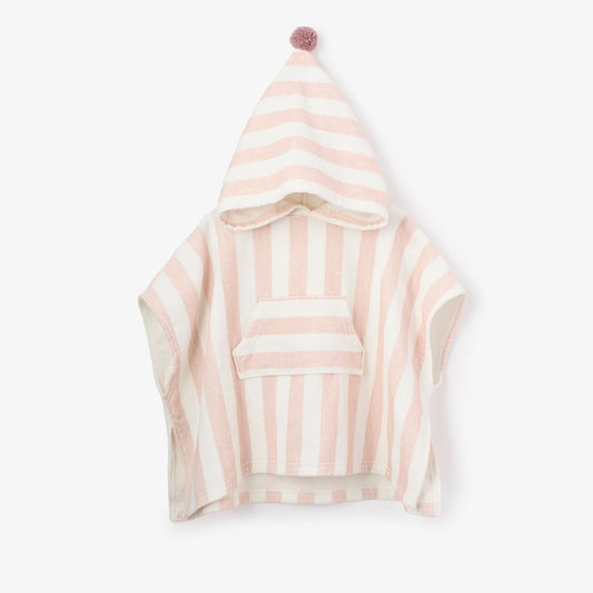 Elegant Baby - Stripe Hooded Terry Poncho - Pink or Blue