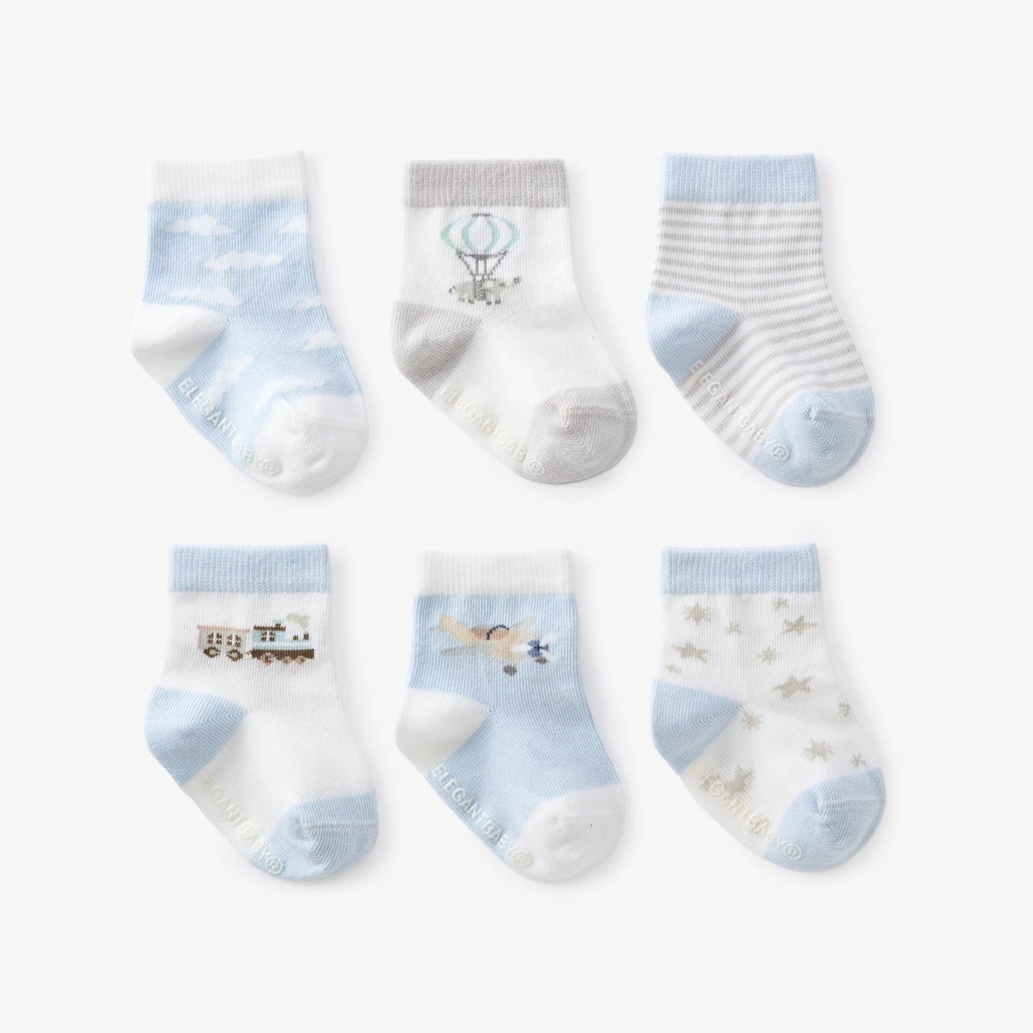 Elegant Baby - Up, Up & Away - Baby Socks - 6 pack
