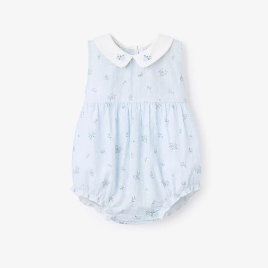 Elegant Baby - Blue Rose Swiss Dot Bubble + Matching Hat