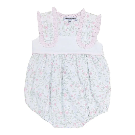 Sweet Dreams - Pink Ruffle Shoulder Floral Print Bubble