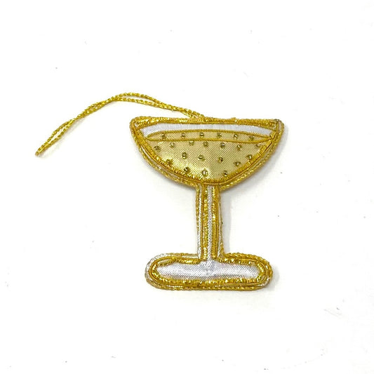 Beaded Gold Champagne Glass Ornament
