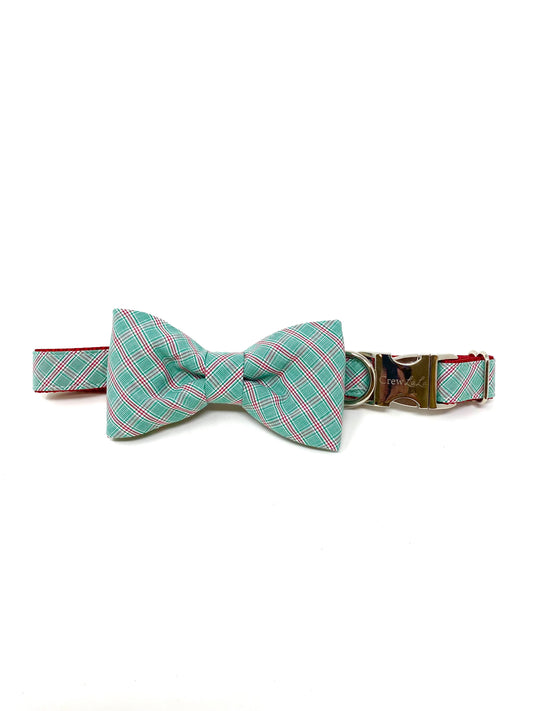 Green and Red Plaid Collar with Bow