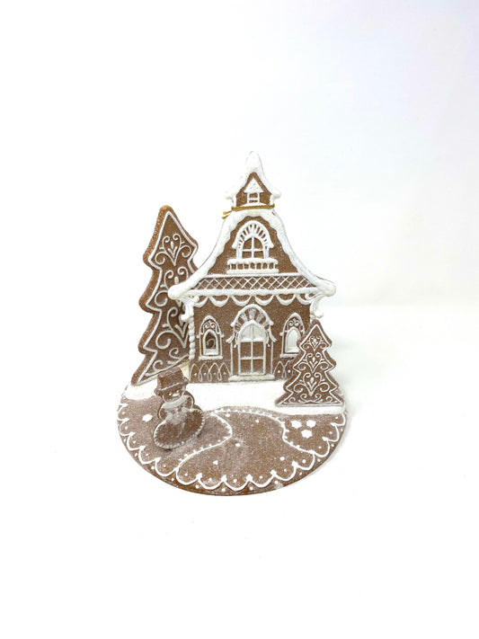 Snow Frosted Gingerbread House and Trees