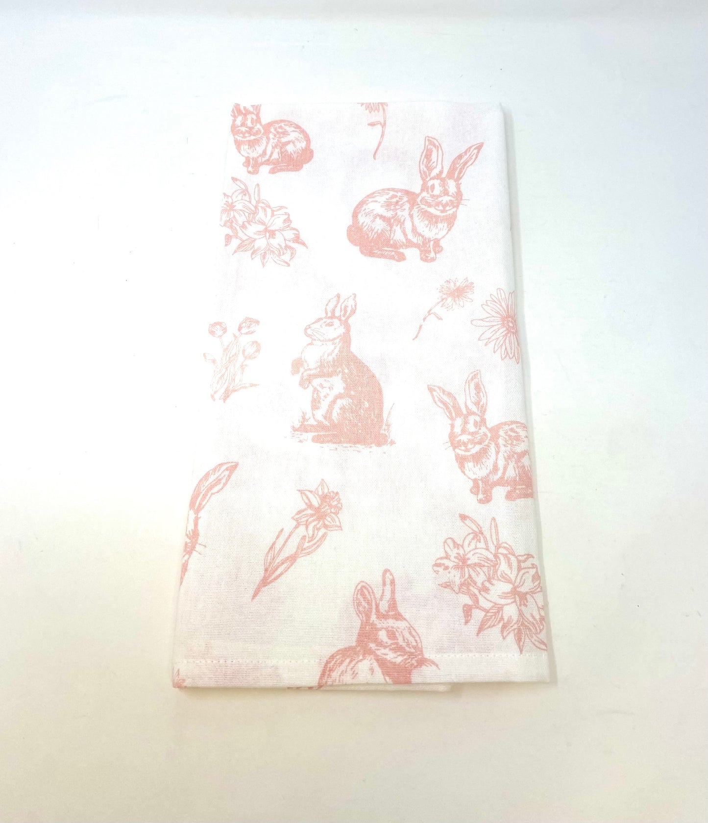 Pink and White Bunny Tea Towel