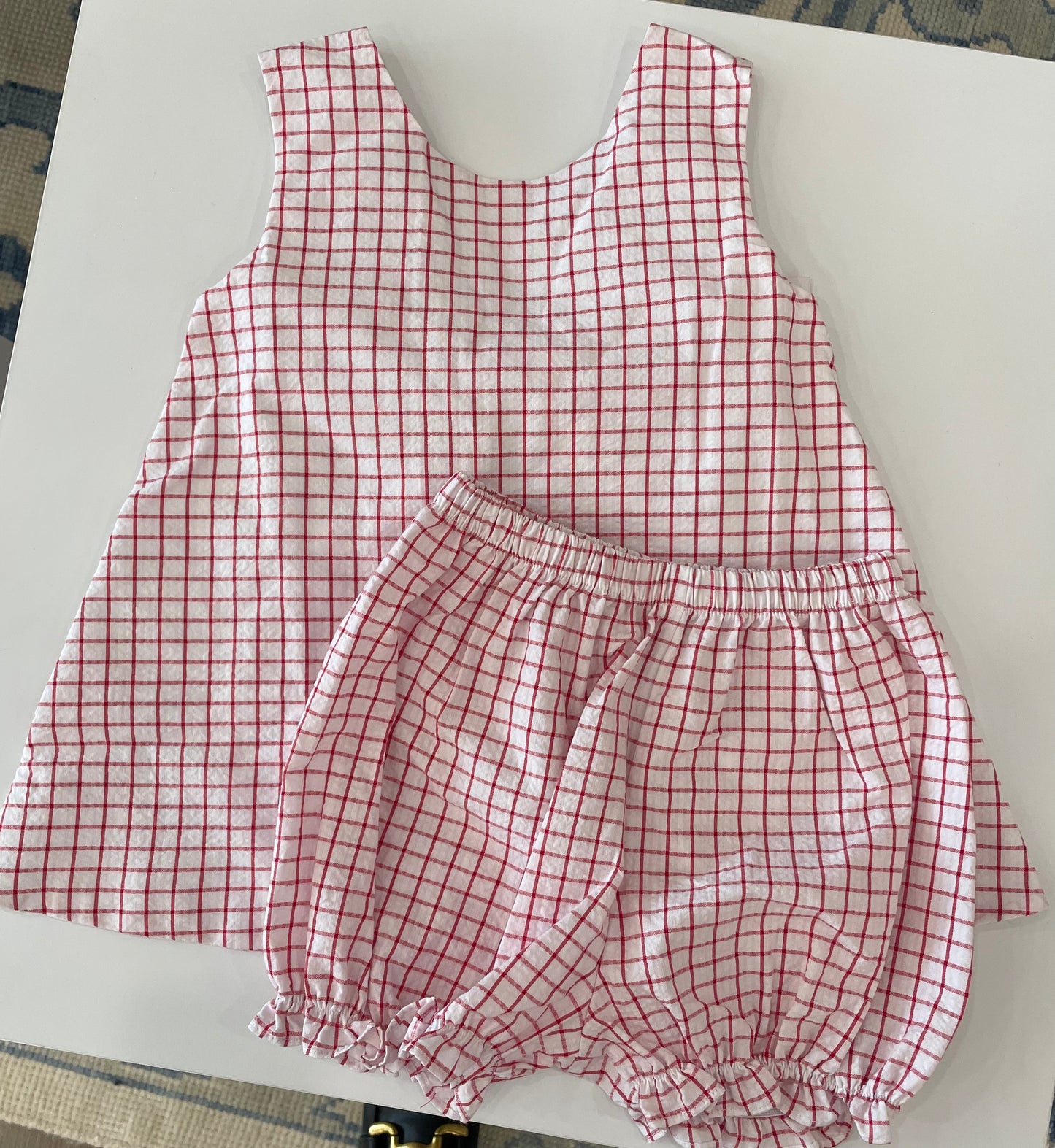 Red and White Check Bloomer Set with Back Bow