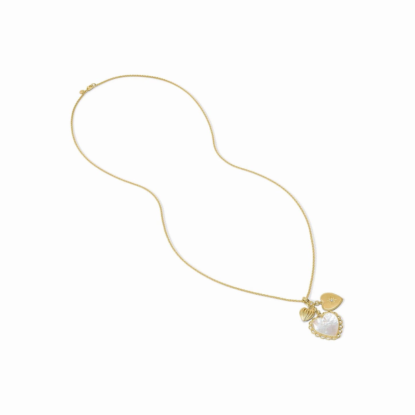 Julie Vos - Long Gold Chain Necklace with Heart Charms