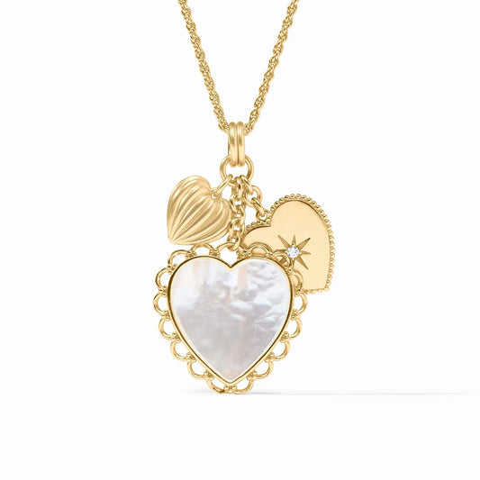 Julie Vos - Long Gold Chain Necklace with Heart Charms