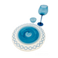 Round Embroidered Placemats with Quatrefoil White and Blue
