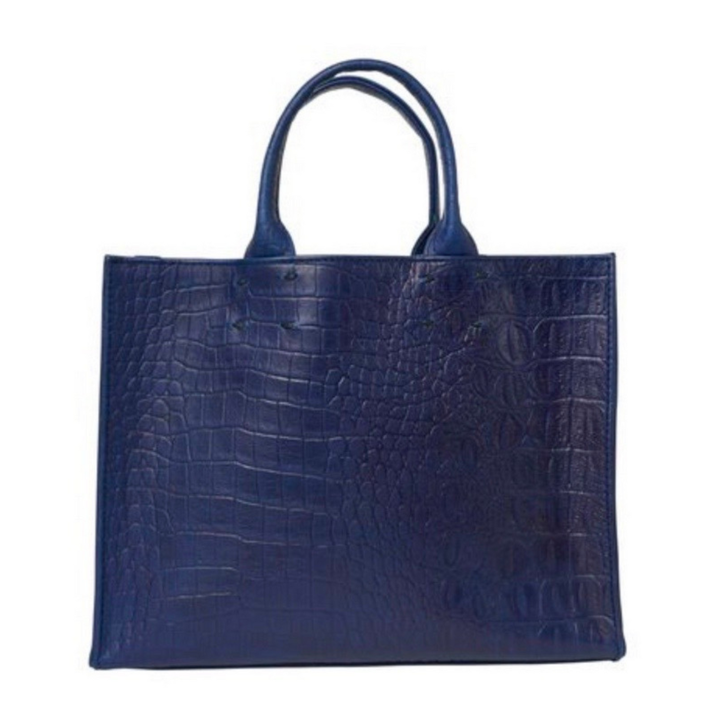 Navy Blue Crocodile Leather Handbag
