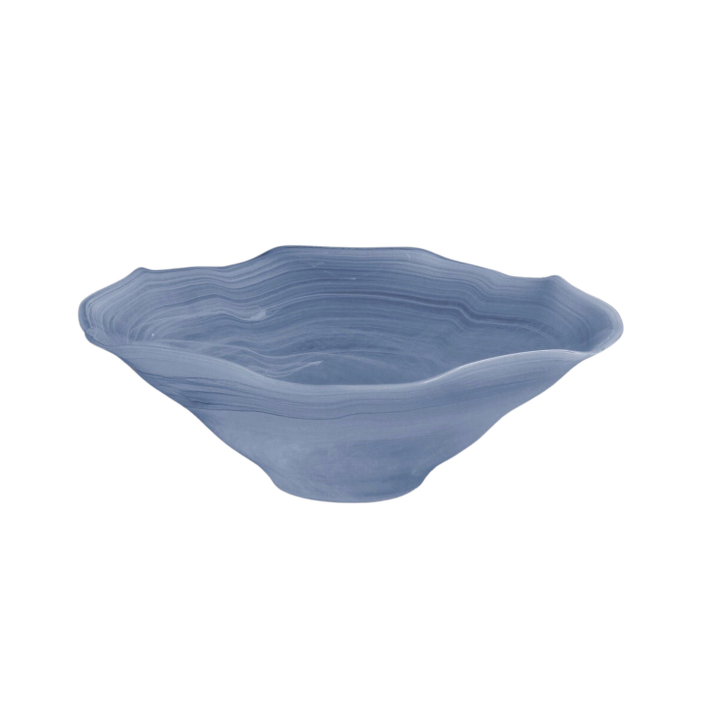 Clear Blue Alabaster Glass Bowl