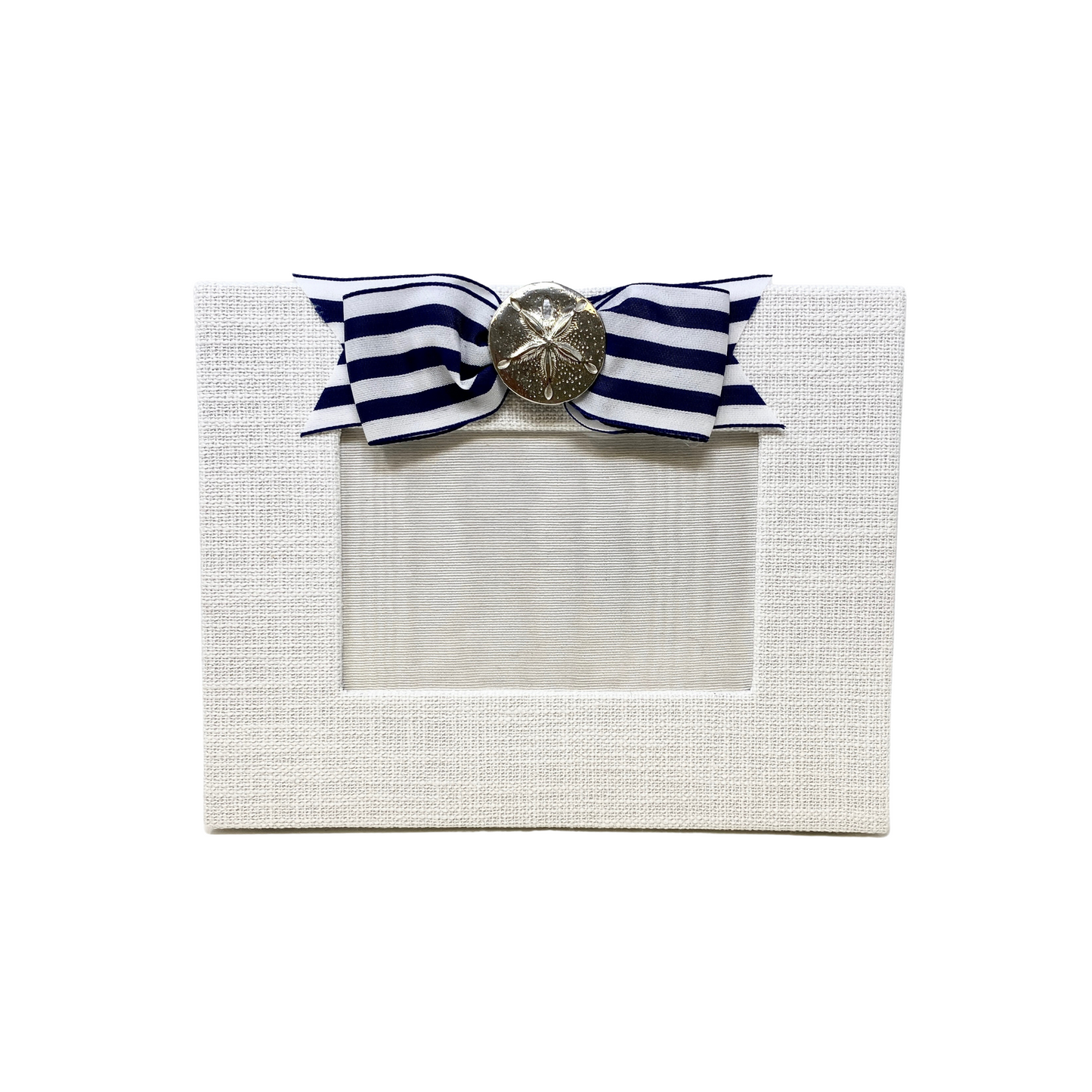 Picture Frame with Blue Stripe Bow and Sand Dollar