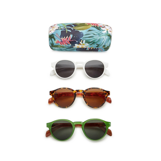 Sunglasses with Tropical Palm Leaf Case