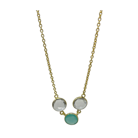 Aqua and Crystal Gold Necklace
