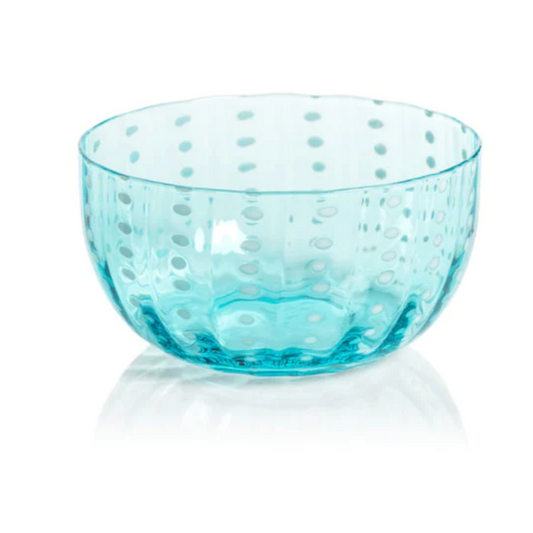 Aqua Blue Bowl with Dots