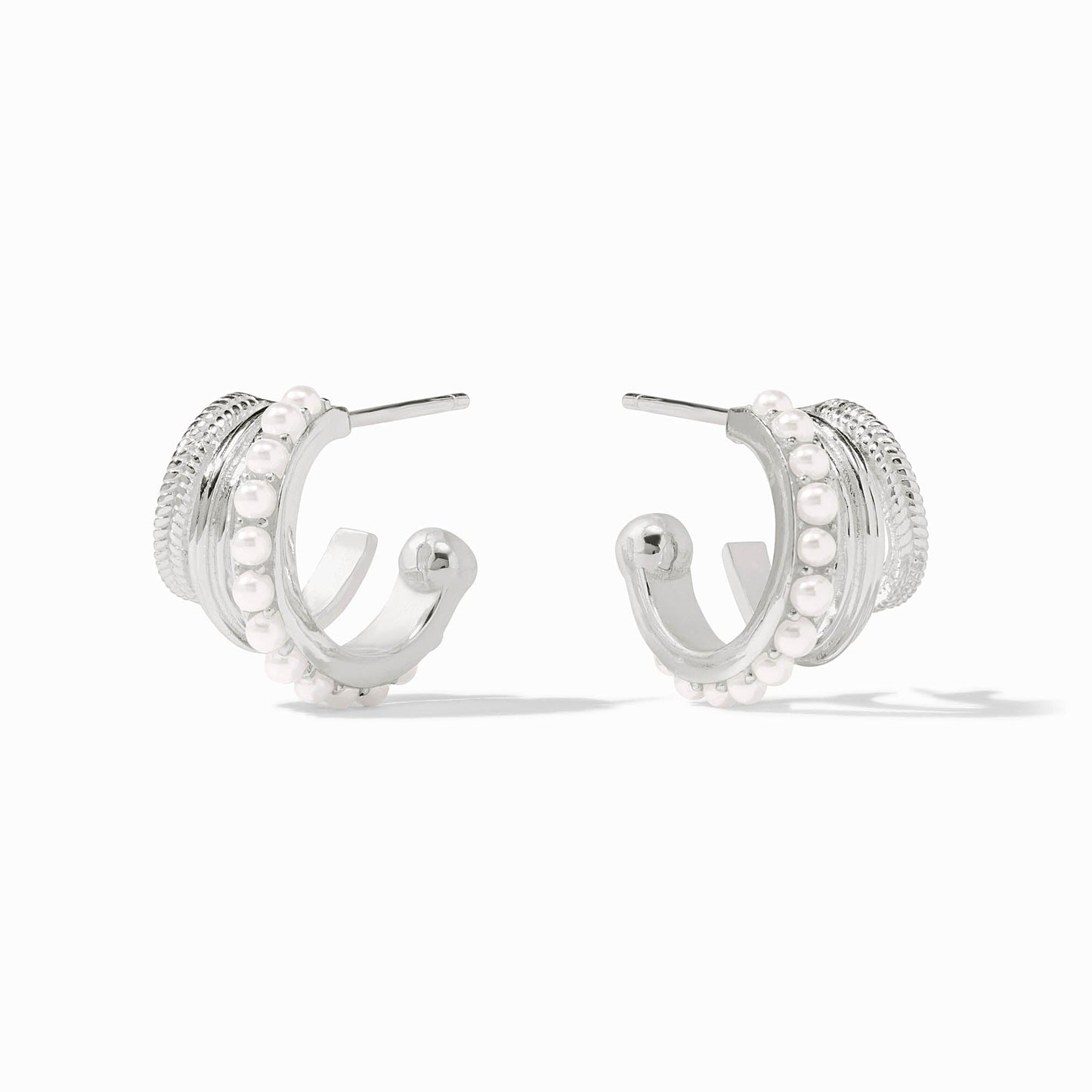 Julie Vos - Silver Hoops with Pearl Accents
