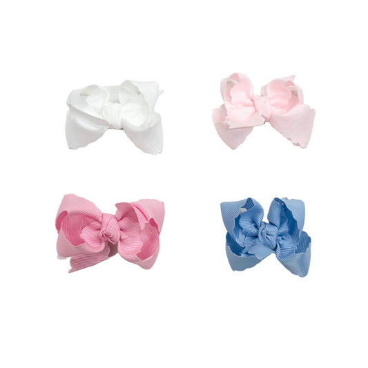 Petite Scalloped Edge Hair Bow - Set of 4