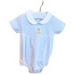 Baby Club Chic - Embroidered Dog on Blue Collection - Bib, Hat, Outfit, Blanket