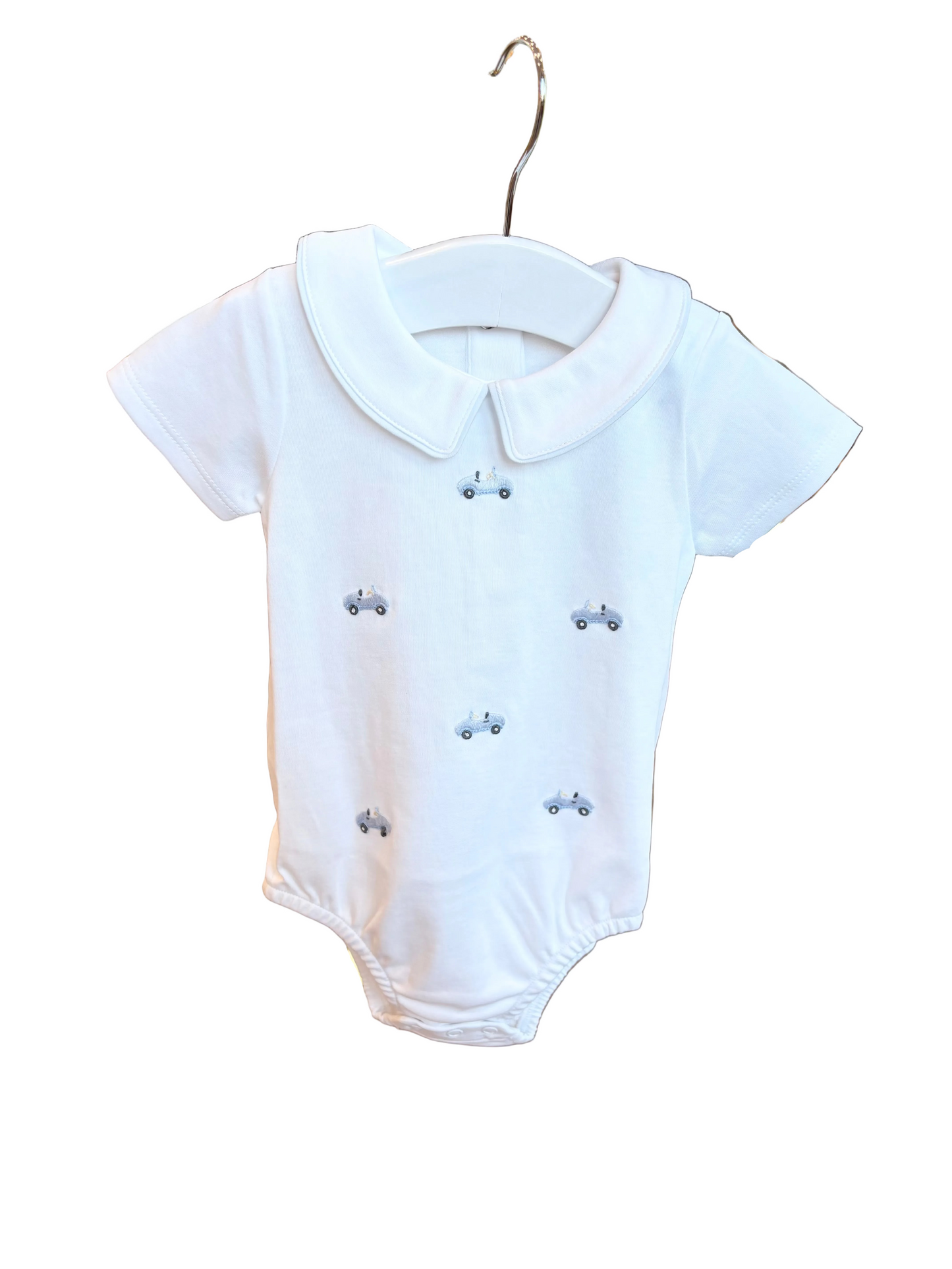 Baby Club Chic - Embroidered Cars on White Collection - Bib, Outfit, Blanket