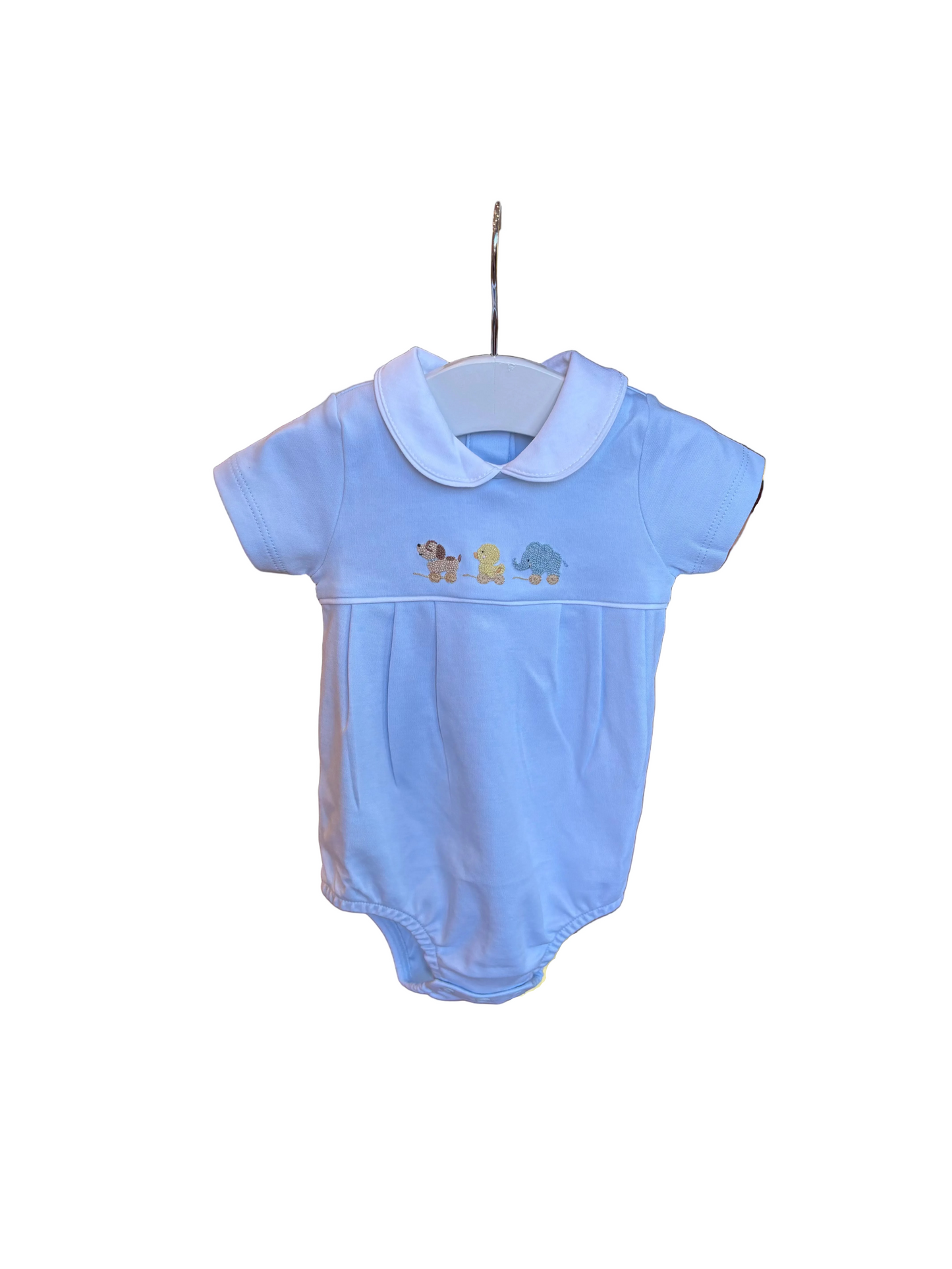 Baby Club Chic - Embroidered Vintage Toys on Blue Collection - Bib, Hat, Outfit, Blanket