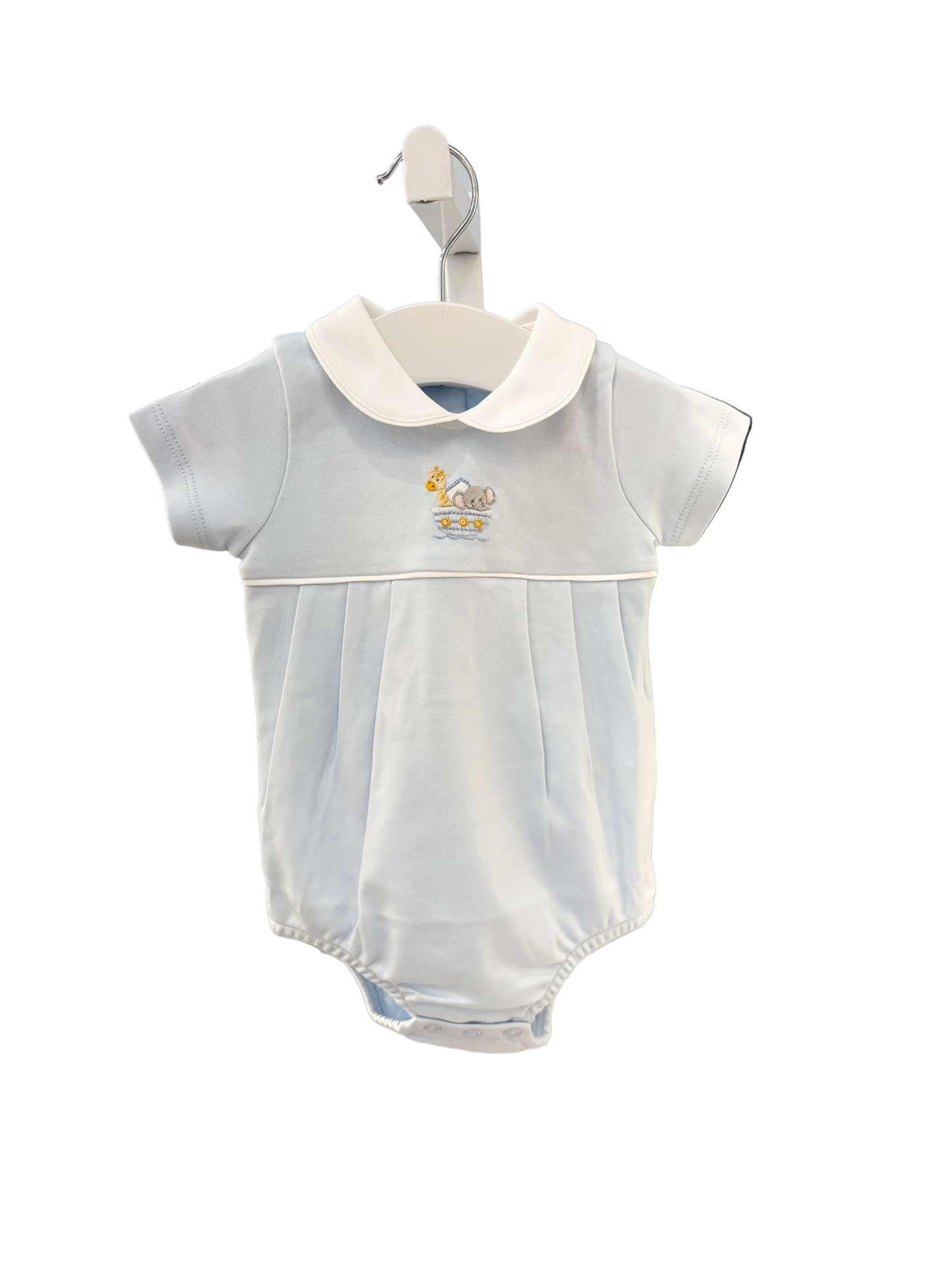 Baby Club Chic - Embroidered Noah's Ark on Blue Collection - Bib, Hat, Outfit, Blanket