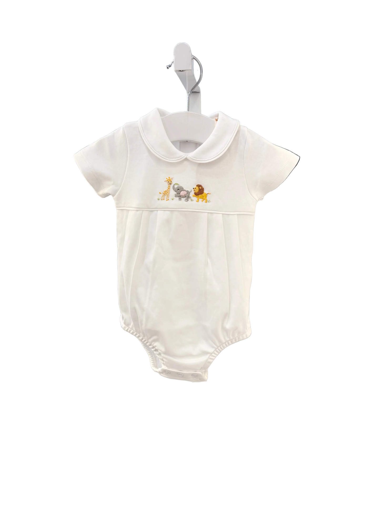 Baby Club Chic - Embroidered Safari on White Collection - Bib, Hat, Outfit, Blanket