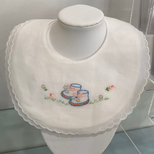 Embroidered Lace Bib with Booties