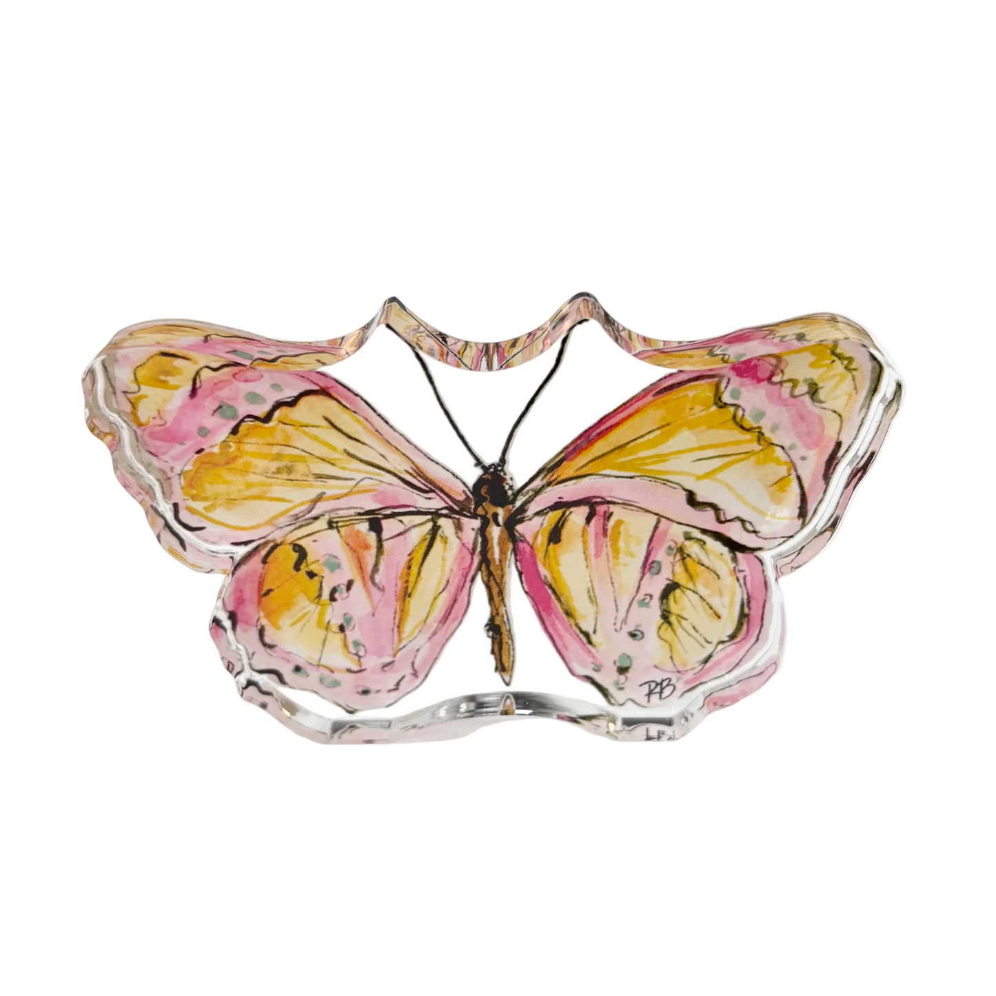 Hand-painted Acrylic Butterfly - Pink or Green