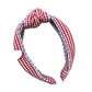 Red Gingham Knotted Headband with Blue Trim